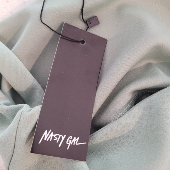 NWT Nasty Gal Dress Womens 8 Sage Squarin to Go Midi Formal Square Neckline Sexy - Picture 10 of 11